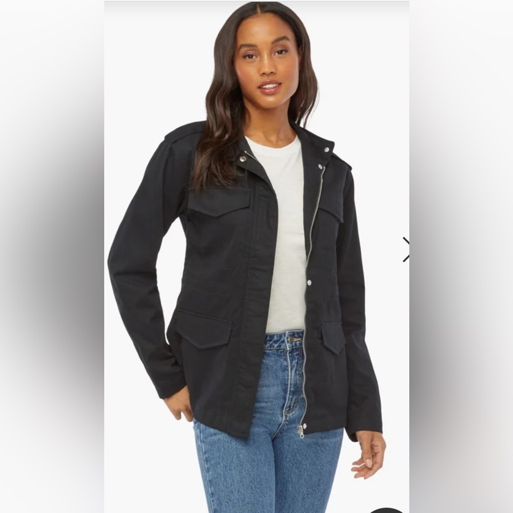 JustFab Black Cinched Waist Utility Jacket | Size Small | Military Style - Picture 7 of 8